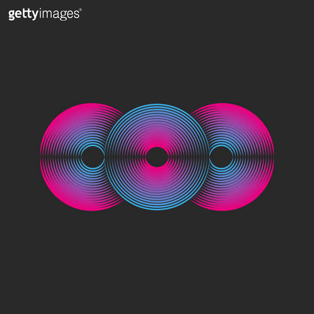 Three circles in a row logo from parallel thin lines, rounded linear