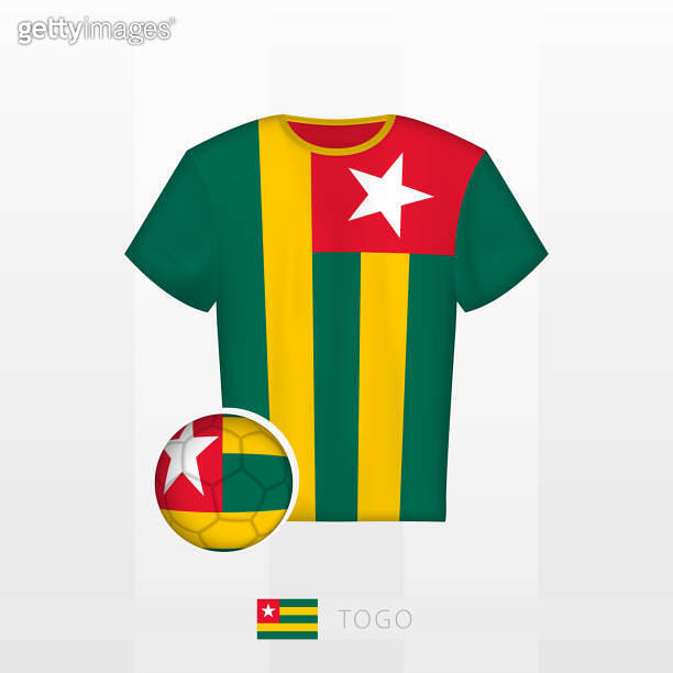 Football uniform of national team of Togo with football ball with flag