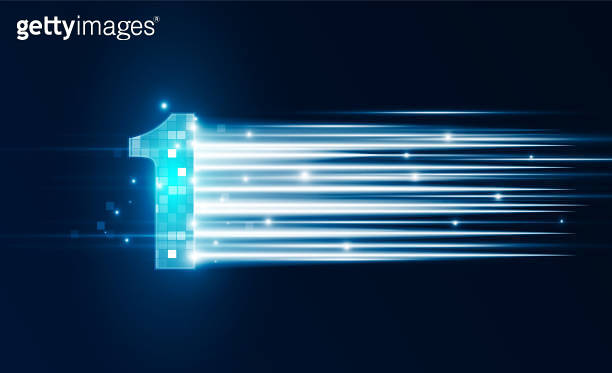 Abstract Light Number 1 of technology background Hitech communication ...