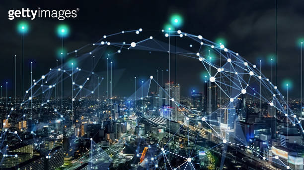Smart city and communication network concept. 5G. LPWA (Low Power Wide ...
