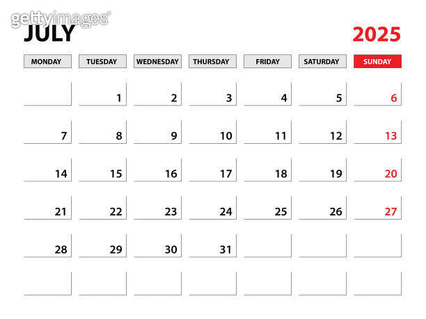 July 2025 year planner template, calendar 2025 template, monthly and ...