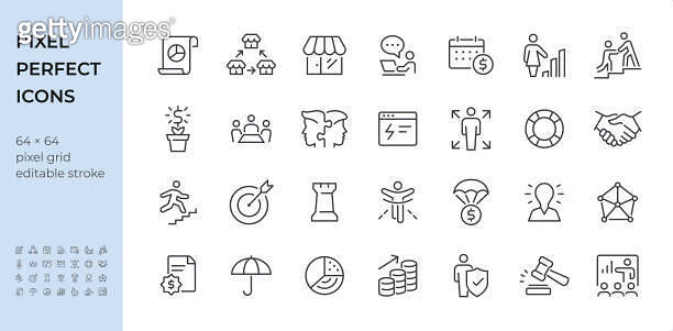 Retail Business icon set. Editable stroke weight. Pixel perfect icons ...