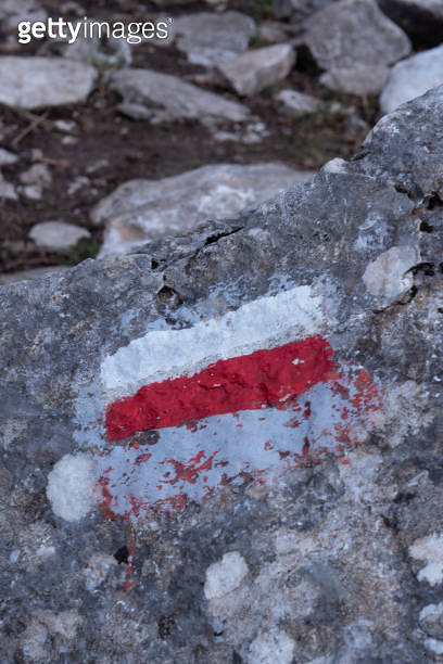 White Rocks Marking Marking of a long-distance hiking route, white and red, Itineraries in ...