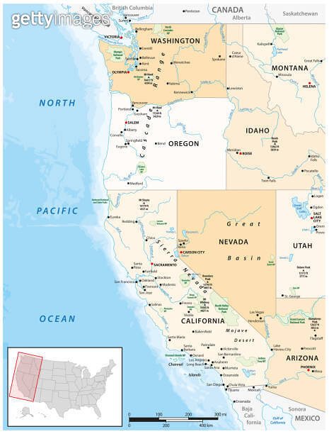 Political and administrative vector map of the Western United States of America 이미지 (2150952457 ...
