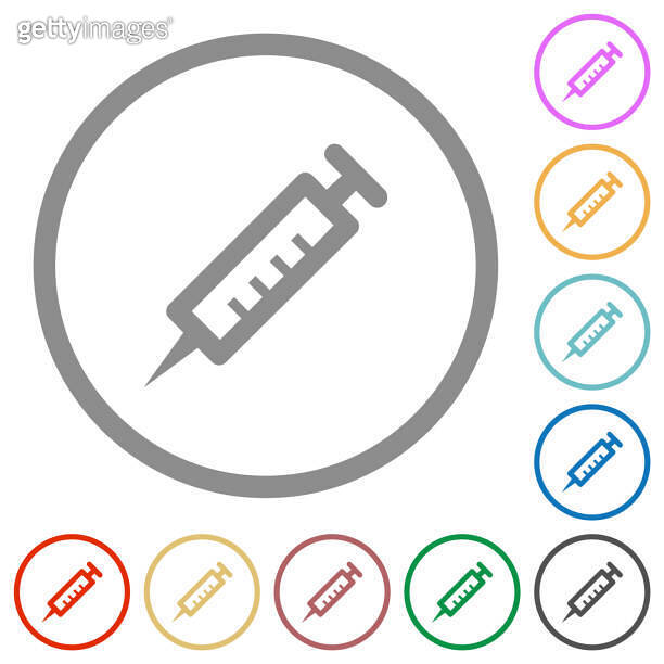 Recapping Syringe Icon Syringe flat icons with outlines 이미지 (1969323586) - 게티이미지뱅크