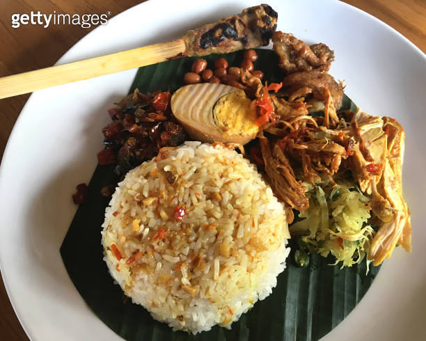 Nasi Campur Ayam Bali ( Balinese Mixed Rice with shredded chicken ...