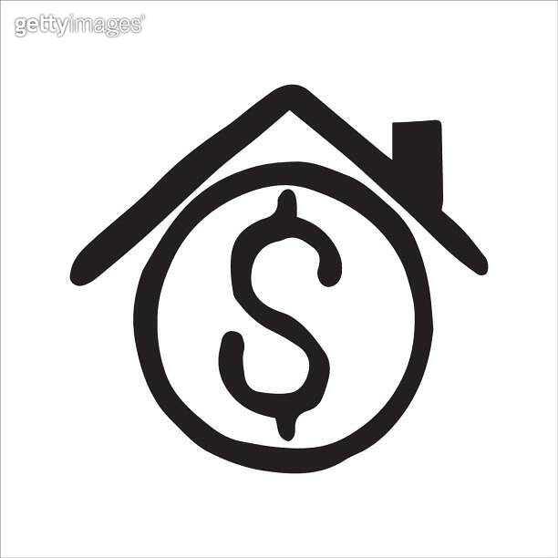 Cute vector illustration. simple doodle style drawing. home and heart