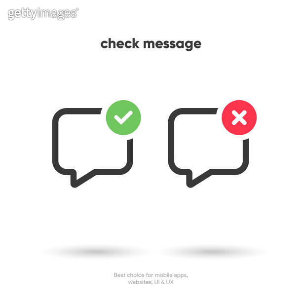 Checkmark, confirm message approve, appreciate, like symbol. Decline ...