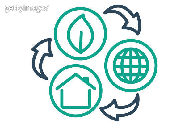 ESG icon. leaf, earth and house. icon related to ESG. line icon style ...