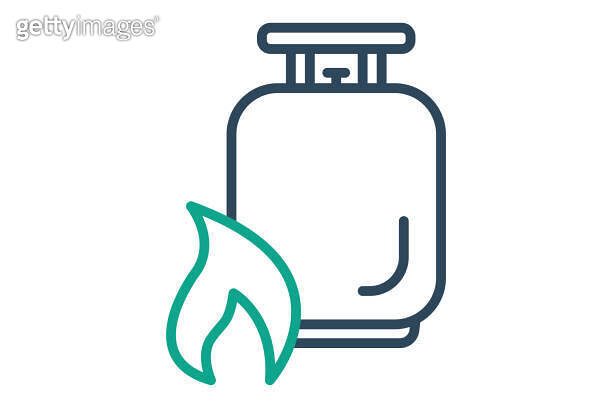 Gas icon. gas cylinder with fire. icon related to utilities. line icon ...