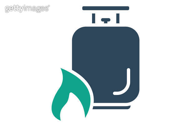 Gas icon. gas cylinder with fire. icon related to utilities. solid icon ...