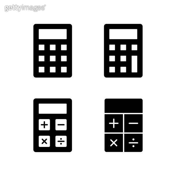 Calculator icon. Calculating machine silhouette icons. Calculator ...