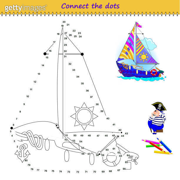 Connect the dots from 1 to 80 and draw the sailboat. Trace the line