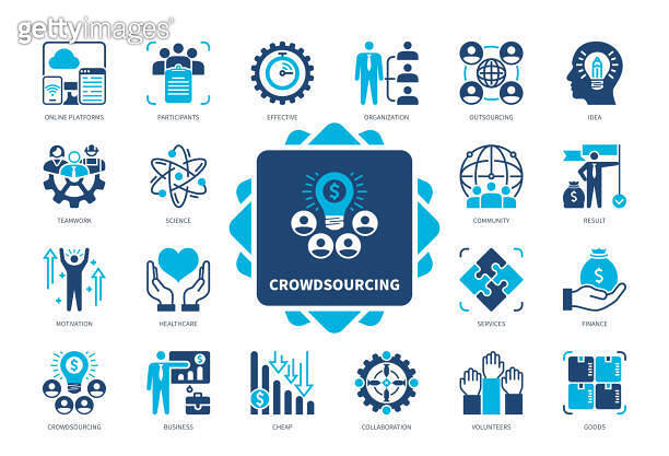 Crowdsourcing solid icon set 이미지 (2160048622) - 게티이미지뱅크