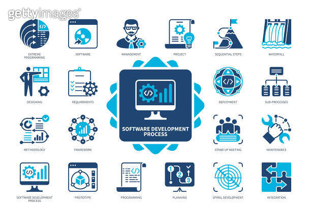 Software Development Process solid icon set 이미지 (1899052239) - 게티이미지뱅크