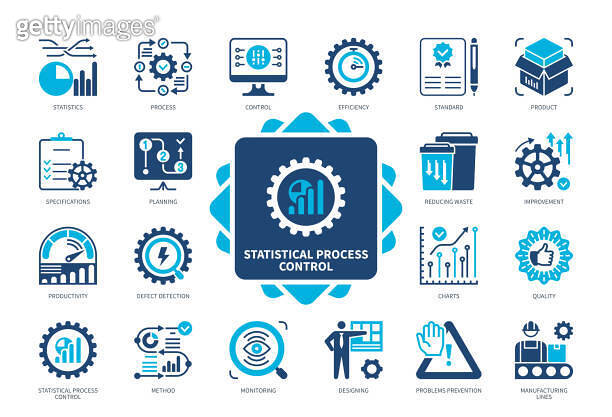 Statistical Process Control solid icon set 이미지 (1899052248) - 게티이미지뱅크