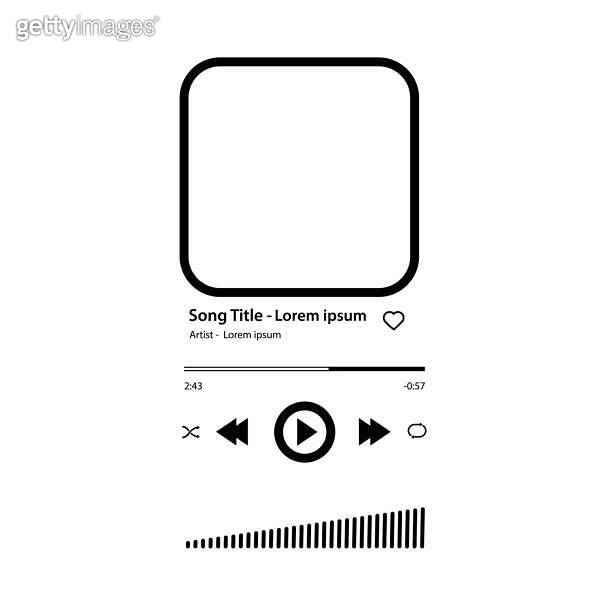 Music player Song plaque with buttons loading bar equalizer sign sound ...