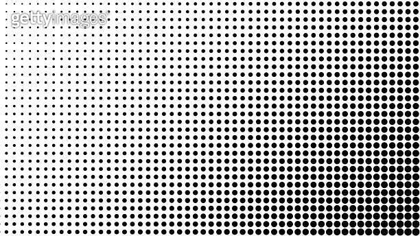 Halftones. Gradient of black and white dots. Monochrome background ...
