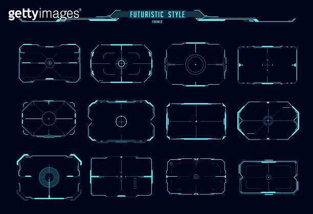 HUD aim control frames, sci fi game ui interface (2017072654) - 게티이미지뱅크