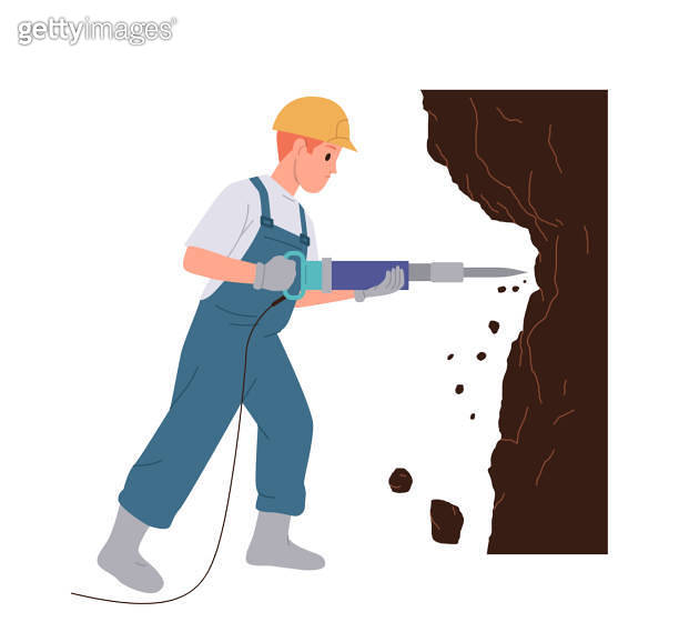 Coal extraction industry worker isolated cartoon character digging ore ...