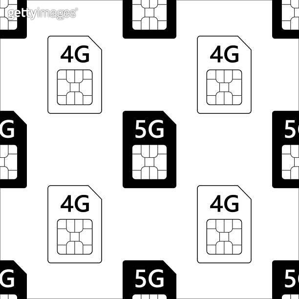 Sim Module Wallpaper Seamless pattern with sim cards 4g and 5G. Mobile hotspot network ...
