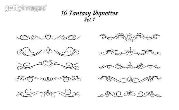 10 fantasy text delimiters, borders or vignettes 이미지 (2148835825) - 게티이미지뱅크