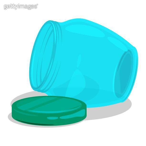 Glass jar for canning and food storage. Empty upside down lying on its