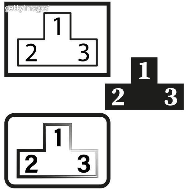 Winners podium icons set. First, second, third place stands ...