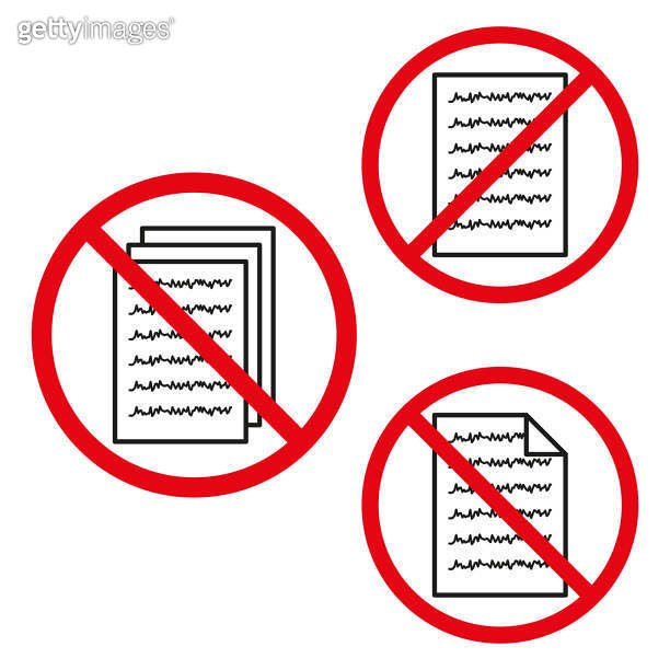 No documents sign. Prohibited paperwork symbol. Disallowed files ...