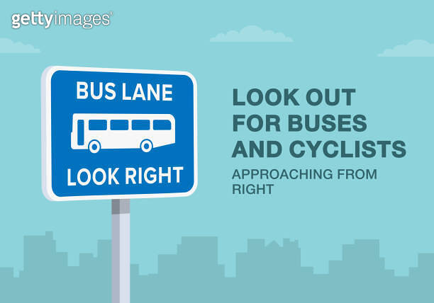 Safe driving tips and traffic regulation rules. Close-up of a british ...