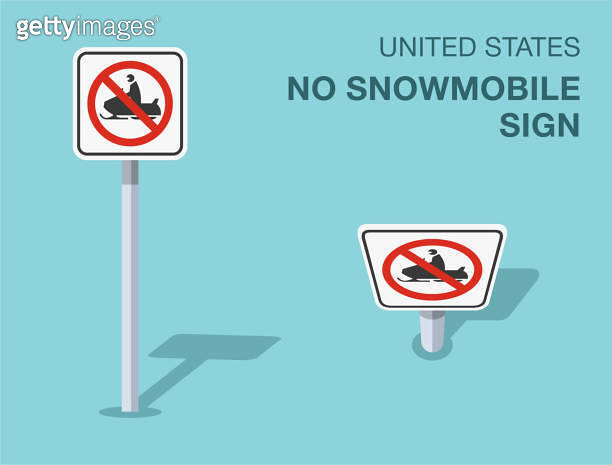 Traffic regulation rules. Isolated United States no snowmobile sign