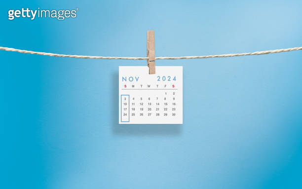 2024 Calendar Hanging on a Clothspin, Month of November 이미지 (1932074905 ...
