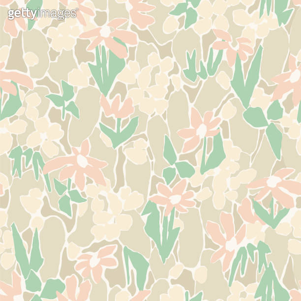 Vector floral seamless repeat pattern digital artwork 이미지 (2150889017 ...