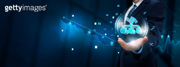 Algorithm Development: Businessman Hand Holding Virtual Algorithm ...