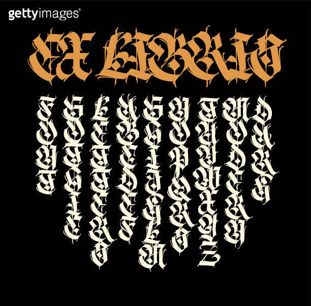 Gothic Latin Script Gothic font from Latin letters. English alphabet. Medieval European ...