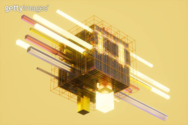 Data cubes, glass cubes connection, futuristic technology background ...