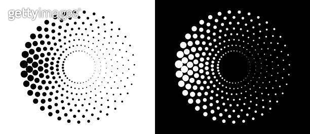 Modern abstract background. Halftone dots in circle form. Spiral logo ...