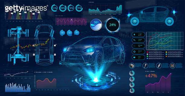 Car service in the style of HUD. Virtual graphical interface UI HUD ...