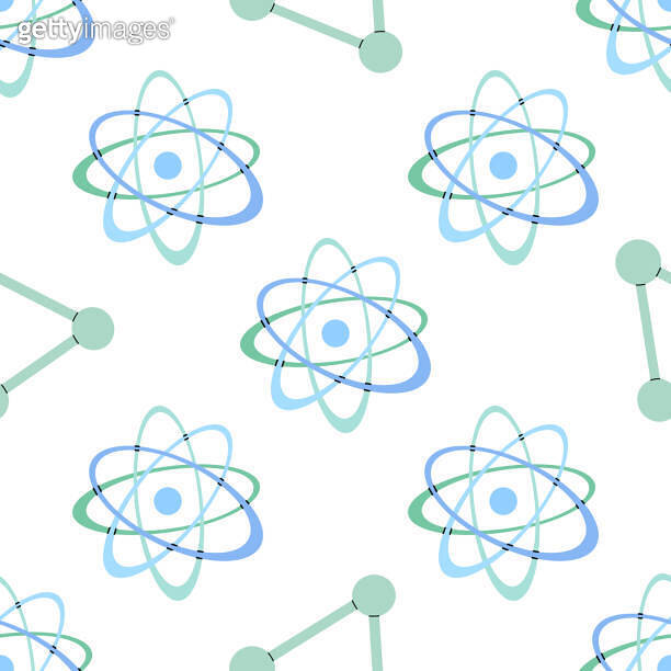 Flat style school Illustration. Atomic structure seamless pattern. Back ...