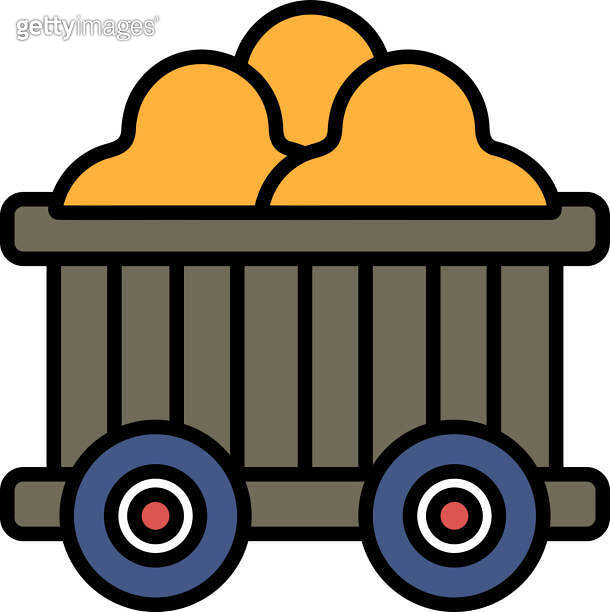 A black and white drawing of a train car with a pile of coal in it 이미지 ...