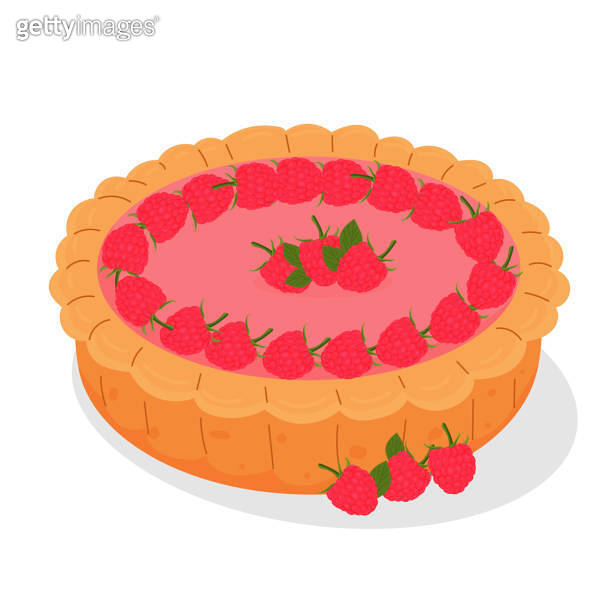 Vector of the National Raspberry Cream Pie Day. a whole sweet raspberry