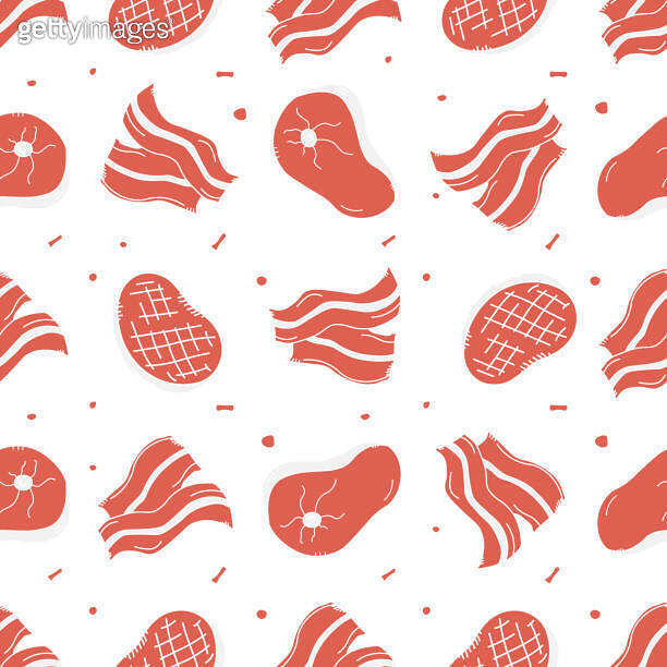 Seamless meat pattern. Doodle meat background. illustration with meat ...