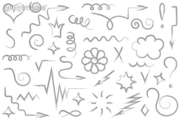Spring Idnet Arrows A collection of squiggles. Set of different parts: arrows, springs ...