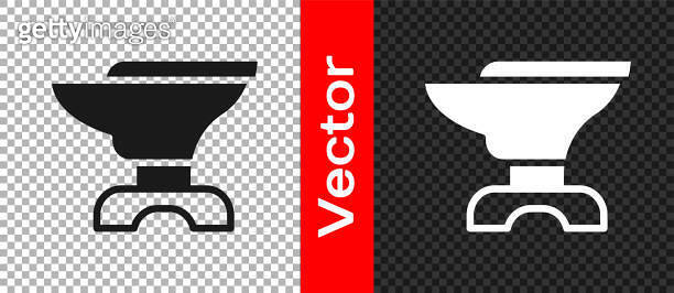 Black Anvil for blacksmithing and hammer icon isolated on transparent ...