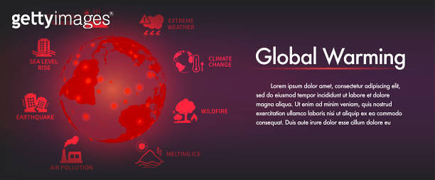 Concepts of global warming, ice melt, greenhouse effect carbon dioxide ...