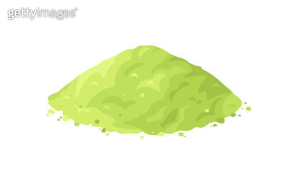 Heap of green matcha tea powder. Vector cartoon flat illustration. 이미지 ...