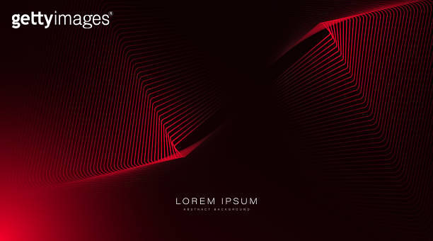 Abstract red rectangle lines on black background. Halftone lines ...