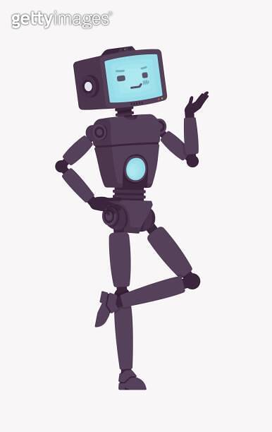 Robot friend AI technology chat bot, computer assistant standing speak ...