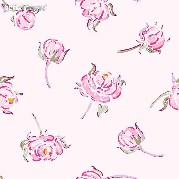 Seamless Pattern of Pink Roses. Rose Flower. Flowers and Leaves ...