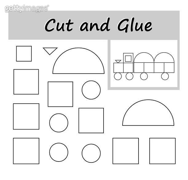 DIY worksheet. Color, cut parts of the image and glue on the paper. 이미지